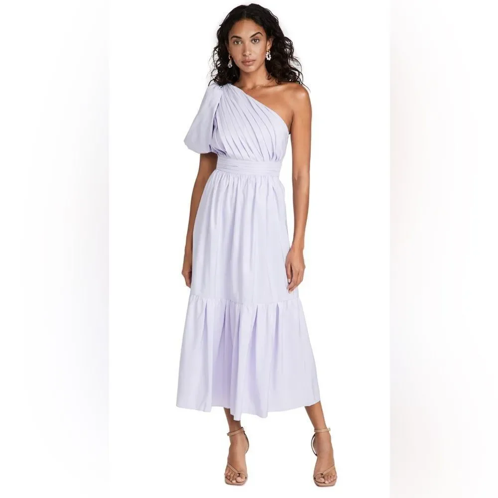 NWT Self Portrait Maxi Lilac Dress One Shoulder Purple Size 2